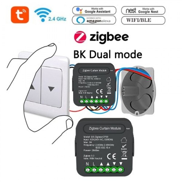 QS-Zigbee-CP03 Tuya ZigBee Intelligent Curtain Swtich Module Home Curtain Modification Module Mobilephone Device Sharing Timing 