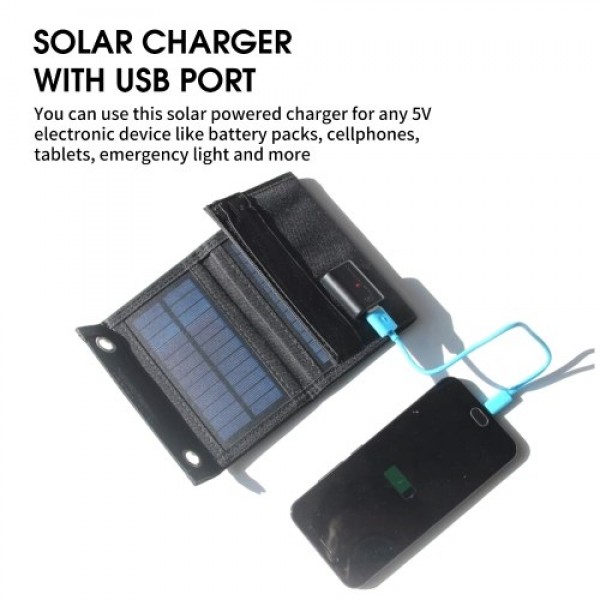 4.5W 5V Foldable Solar Charger With USB Port Portable Solar Panel Waterproof Compact Solar Power Phone Charger