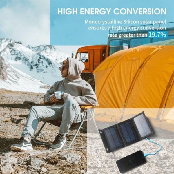 4.5W 5V Foldable Solar Charger With USB Port Portable Solar Panel Waterproof Compact Solar Power Phone Charger