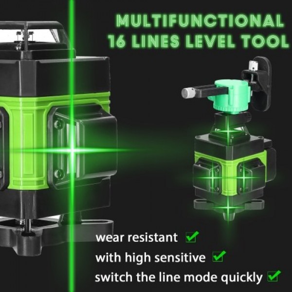 Multifunctional 4D 16 Lines Laser Level 3° Self-leveling Machine USB Rechargeable Lithium Battery Leveling Tool with Vertical Ho