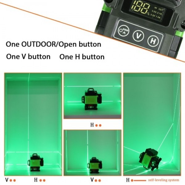 Multifunctional 4D 16 Lines Laser Level 3° Self-leveling Machine USB Rechargeable Lithium Battery Leveling Tool with Vertical Ho