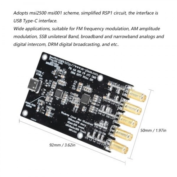 RSP1 Msi2500 Msi001 Simplified SDR Reciver 10kHz-1GHz Amateur Radio Receiving Moudle Circuit DIY Electronic Accessories