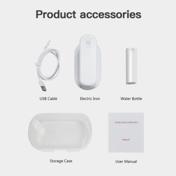 Portable Mini Electric Iron Cordless Rechargeable Dry Iron Wrinkle Remover Touch-Up Ironing for Home Business Trip Travel