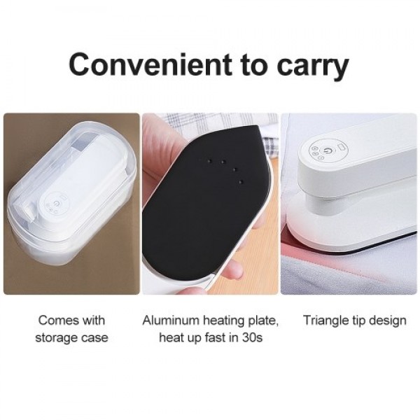 Portable Mini Electric Iron Cordless Rechargeable Dry Iron Wrinkle Remover Touch-Up Ironing for Home Business Trip Travel