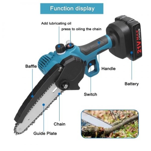 21V 4inch+6inch+8inch Portable Electric Pruning Saws Small Wood Spliting Chainsaw Brush Motor Woodworking Tool for Garden Orchar