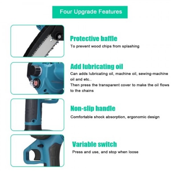 21V 4inch+6inch+8inch Portable Electric Pruning Saws Small Wood Spliting Chainsaw Brush Motor Woodworking Tool for Garden Orchar