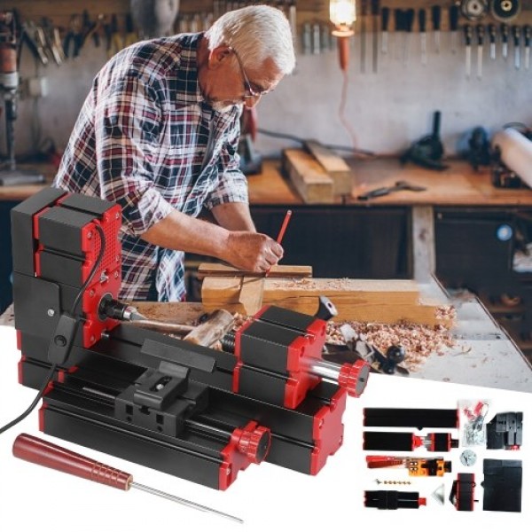 Mini Lathe 9 in 1 DIY Multi-functional Motorized Transformer Multipurpose Machine Jigsaw Sander Driller Plastic Metal Lathe Wood