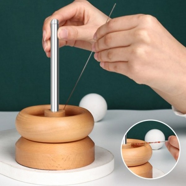 Portable Manual Wood Spinner Bead String Quickly Stringing Bowl Wooden Crafts Loader Pearls Rosary Scattered Beads Twine Tools B