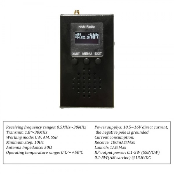 0.5MHz~30MHz uSDX Handheld Portable Transceivers CW AM SSB Tri-Band Mini Radio Amateur Shortwave Transceivers 15 20 40M QRP Tran