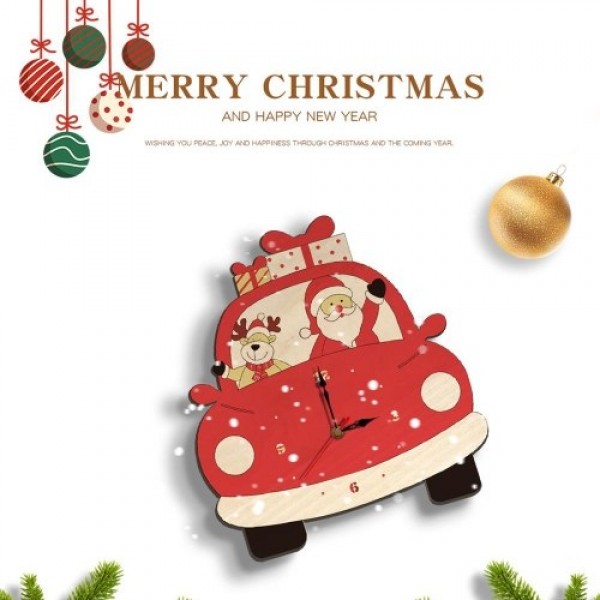Christmas Day Wooden Clock Wall Clock Santa Claus ...