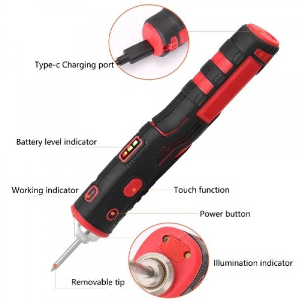 Rechargeable Wireless Rechargeable Soldering Iron with Bright LED Light