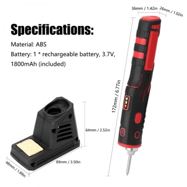 Rechargeable Wireless Rechargeable Soldering Iron with Bright LED Light