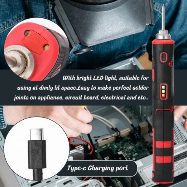 Rechargeable Wireless Rechargeable Soldering Iron with Bright LED Light