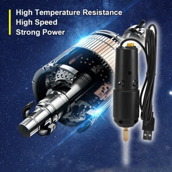 Drill Set Resin Electric Mini Drill with 10pcs Drills Bits for Jewelry DIY Aluminum Products Wood Key Chain Making Resin Casting