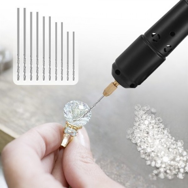 Drill Set Resin Electric Mini Drill with 10pcs Drills Bits for Jewelry DIY Aluminum Products Wood Key Chain Making Resin Casting