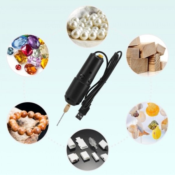 Drill Set Resin Electric Mini Drill with 10pcs Drills Bits for Jewelry DIY Aluminum Products Wood Key Chain Making Resin Casting