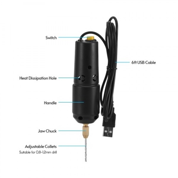 Drill Set Resin Electric Mini Drill with 10pcs Drills Bits for Jewelry DIY Aluminum Products Wood Key Chain Making Resin Casting