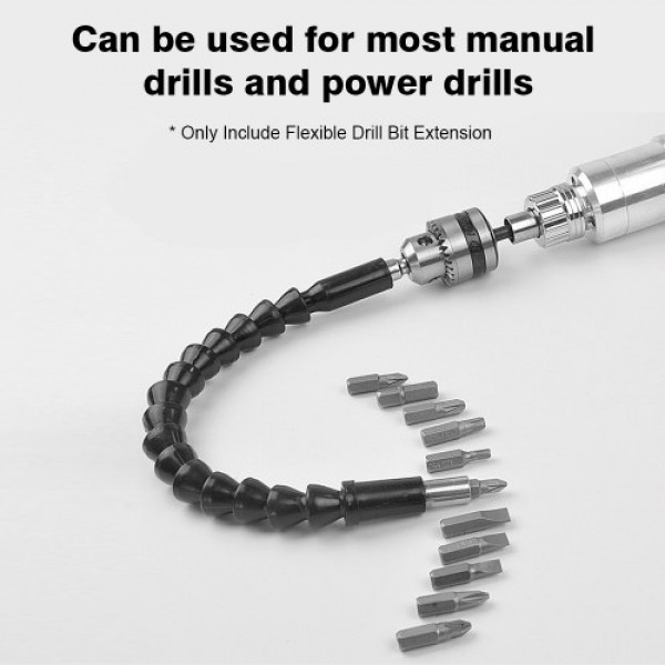 200mm Flexible Drill Bit Extension Flexible Shaft Extension Bits Soft Shaft Hexagon 1/4'' for Power Drills