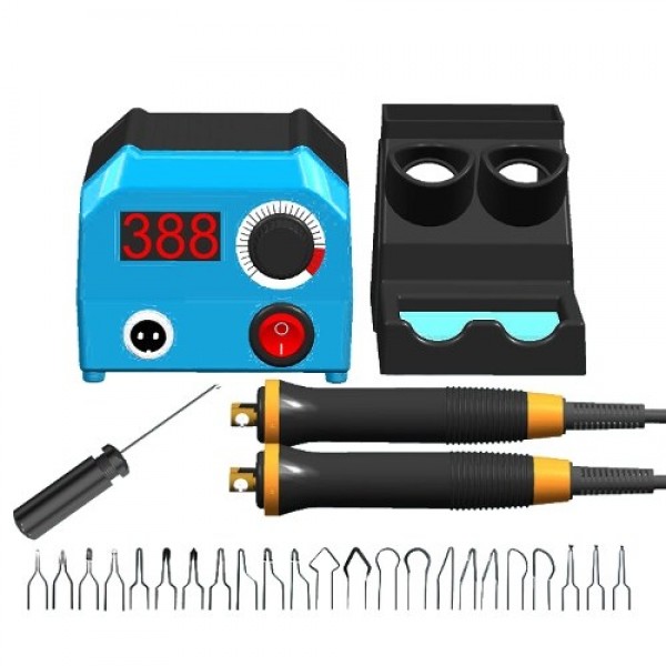 LH55 50W Digital Electric Pyrography Machine Multifunctional Heat Press Machine for Gourd Wooden with 23pcs Heating Pen Heads