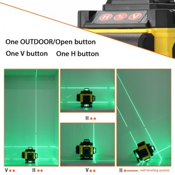Multifunctional 16 Lines Laser Level Tool Vertical Horizontal Lines with 3° Self-leveling Function