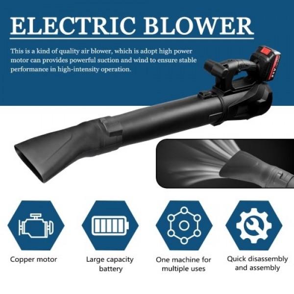 High-Power Electric Blower Strong Wind Leaves Blower Dust Removal Fan Handheld Lithium Battery Rechargeable Home Snow Cleaner Po