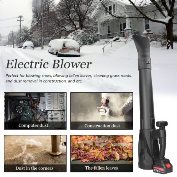 High-Power Electric Blower Strong Wind Leaves Blower Dust Removal Fan Handheld Lithium Battery Rechargeable Home Snow Cleaner Po