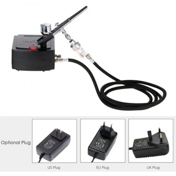 Professional Gravity-Feed Dual Action Airbrush Air Compressor Kit for Art Painting Manicure Craft Cake Spraying Model Air Brush 