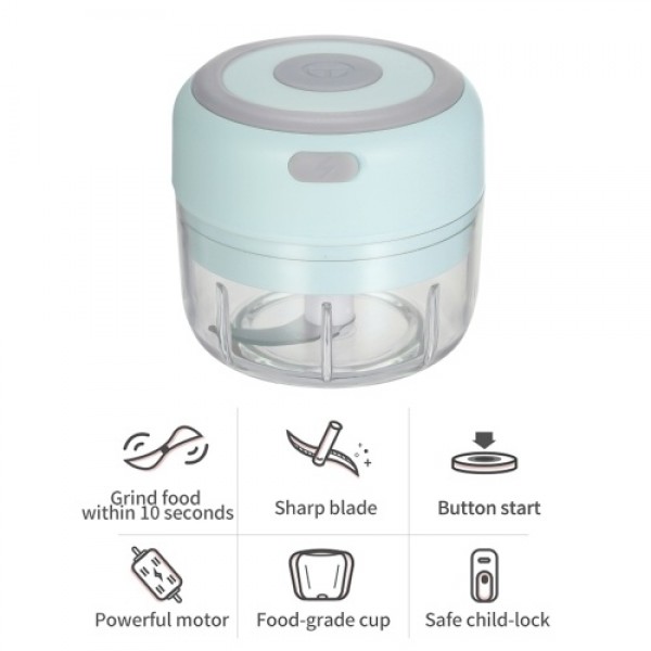 Electric Mini Garlic Chopper Food Slicer Portable Garlic Grinder Blender Food Processor For Pepper Chili Vegetable Nuts Meat 100