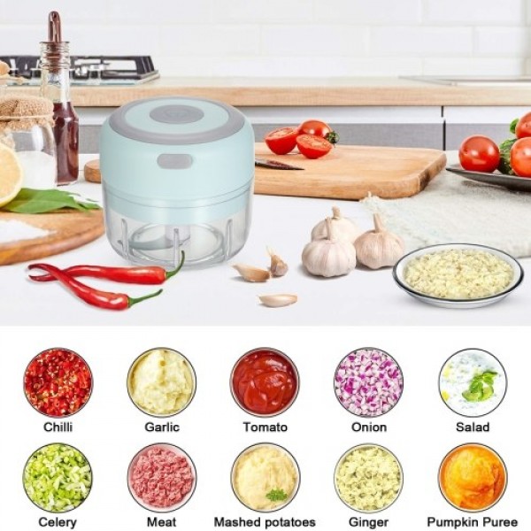 Electric Mini Garlic Chopper Food Slicer Portable Garlic Grinder Blender Food Processor For Pepper Chili Vegetable Nuts Meat 100