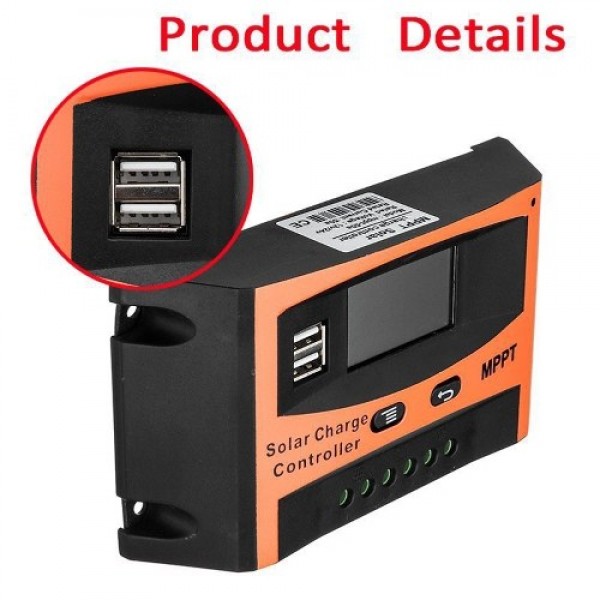 12 Voltage/24 Voltage Auto Recognized Solar Controller Solar Panel Battery Regulator Dual USB LCD Display Solar Controller