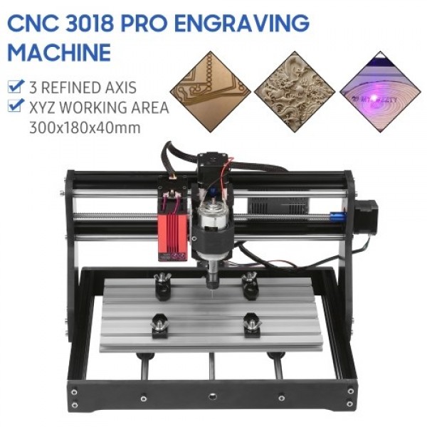 CNC 3018 Pro Router Kit GRBL Control 3 Axis with with Offline Controller 10W Laser Module Plastic Acrylic PCB PVC Wood Carving M
