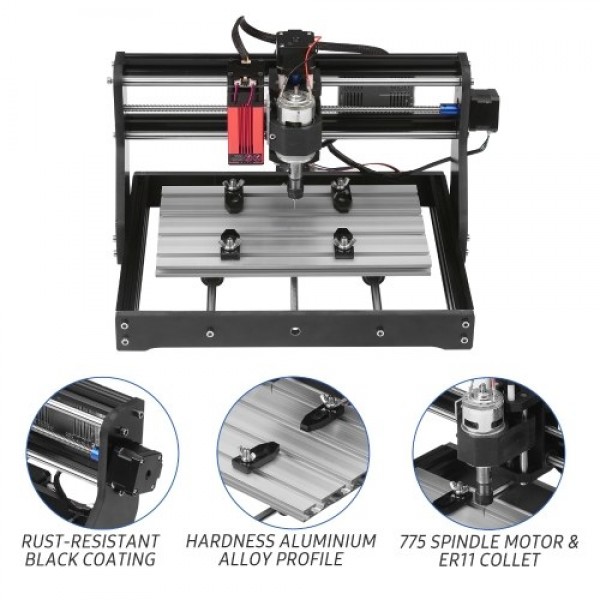 CNC 3018 Pro Router Kit GRBL Control 3 Axis with with Offline Controller 10W Laser Module Plastic Acrylic PCB PVC Wood Carving M