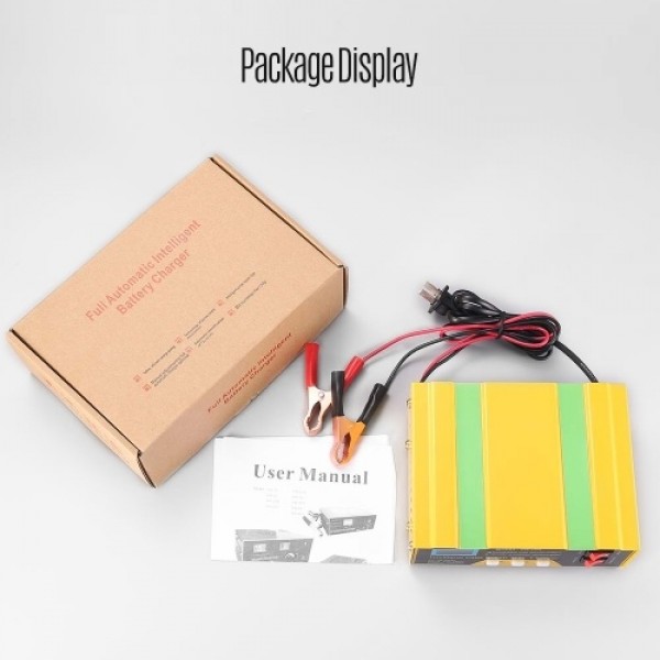 12V/24V Battery Charger Intelligent Pulse Repair Type Charger with Digital Display for Car Cell Motorcycle Battery US Plug