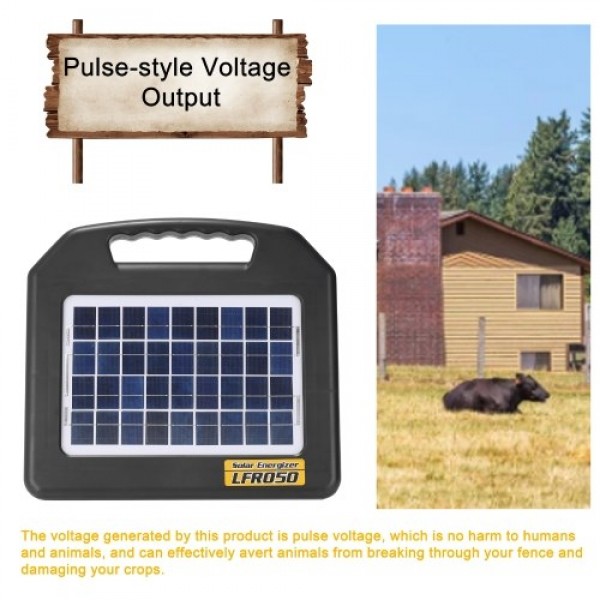 LFR050 0.5 Joule Portable Solar Powered Fence Energizers Recharger Panel Livestock Electric Fence for 20 Miles Outdoor Pigs Hors