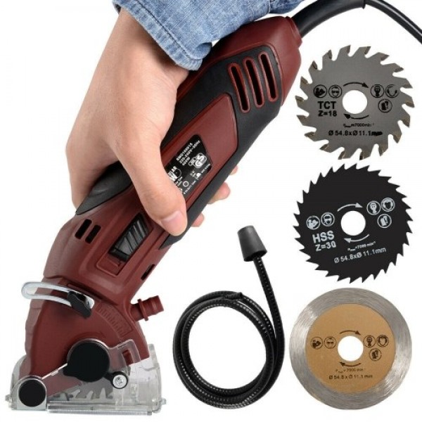 400W Mini Handheld Circular Electric Sawing Machine Cutting Tool Grinder with 3Blades Heavy Duty Electric Cut-Off Tool