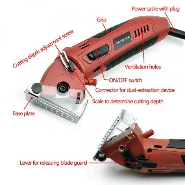 400W Mini Handheld Circular Electric Sawing Machine Cutting Tool Grinder with 3Blades Heavy Duty Electric Cut-Off Tool