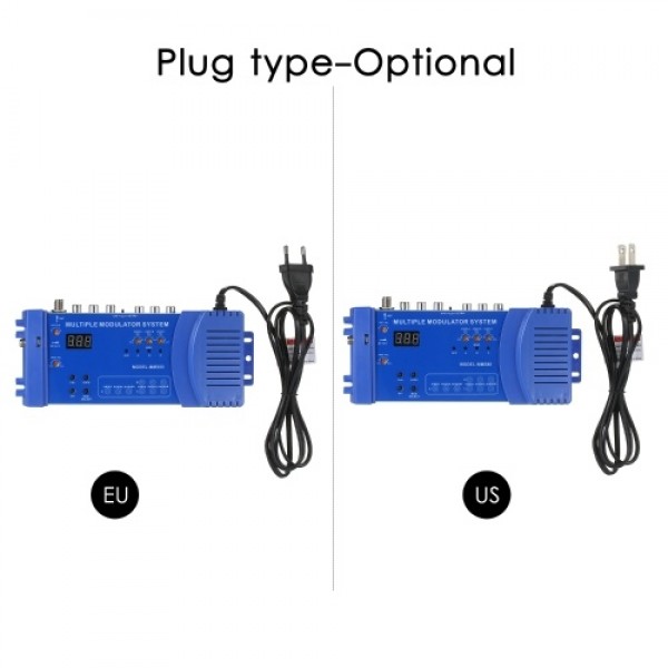 MMS80 Home UHF Modulator Optional PAL/NTSC Multiple Modulation System CATV UHF Signal Amplifier 100~240V EU Plug Compact Alumini