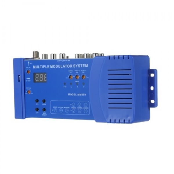 MMS80 Home UHF Modulator Optional PAL/NTSC Multiple Modulation System CATV UHF Signal Amplifier 100~240V EU Plug Compact Alumini