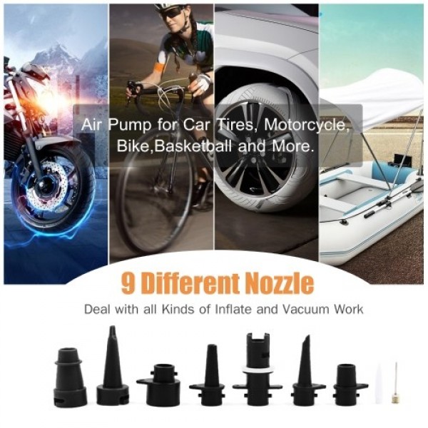 Portable Air Compressor Tire Inflator DC 12V 120PSI Electric Pump with Analog Pressure Gauge LED Light for Car Tires Motorcycle 