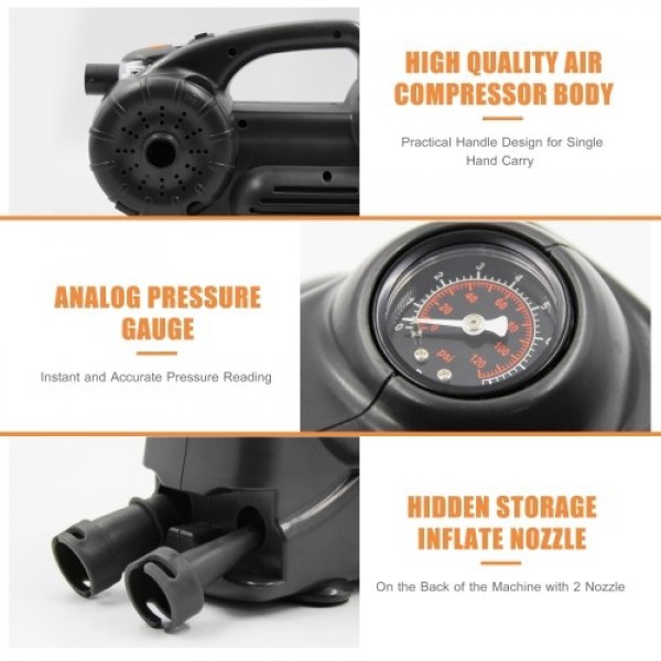 Portable Air Compressor Tire Inflator DC 12V 120PSI Electric Pump with Analog Pressure Gauge LED Light for Car Tires Motorcycle 