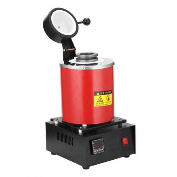 Melting Furnace 2kg Portable Graphite Crucible Furnace High Temperature Small Metal Melting Furnace 1750W