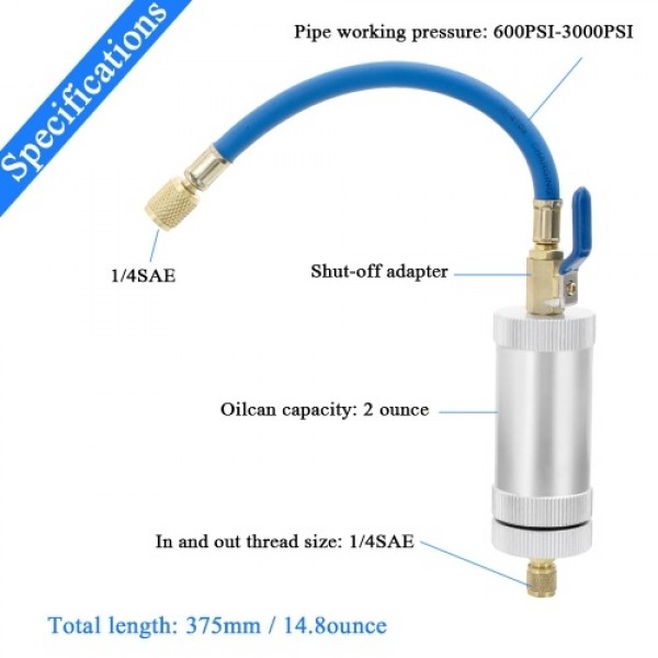 R12 R134A R22 Air Conditioning Car Oil Injection Dye Injection Tool 2 Ounce 1/4" Pure Liquid Oil Coolant Filler Tube Car Accesso
