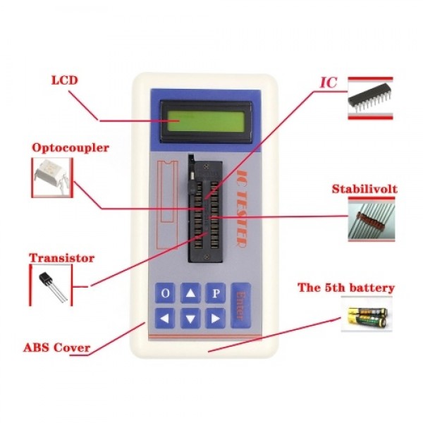 Multi-function Integrated Circuit Tester Transistor Tester Instrument Maintenance Tester LCD Display 5V 3.3V Automatic Modes