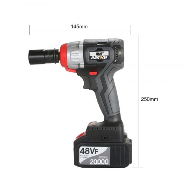 NANWEI Cordless Impact Wrench Kit Brushless Drill 1/2 &amp; 1/4 Inch Quick Chuck 380Nm Torque Fast Charger 4.0A Battery Variable