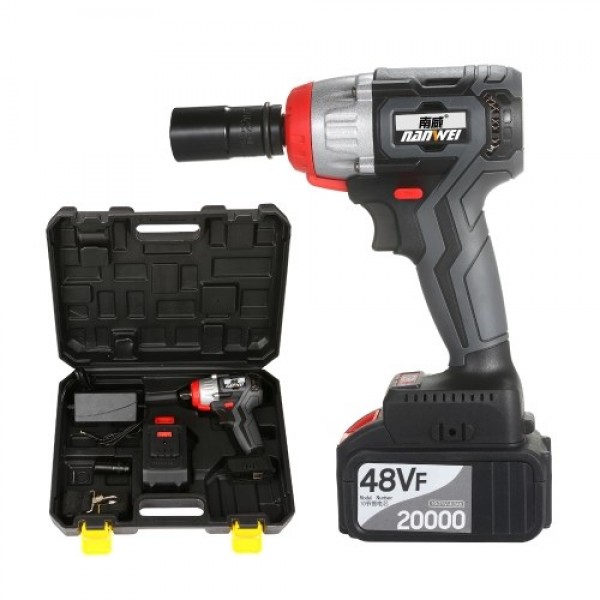 NANWEI Cordless Impact Wrench Kit Brushless Drill 1/2 &amp; 1/4 Inch Quick Chuck 380Nm Torque Fast Charger 4.0A Battery Variable