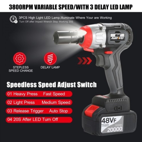 NANWEI Cordless Impact Wrench Kit Brushless Drill ...