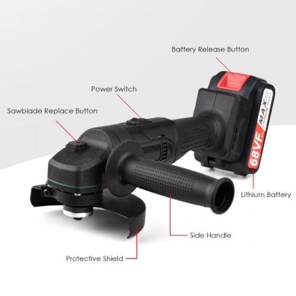 Battery-operated Electric Angle Grinder Portable Lithium Battery Grinder Machine Handheld Battery Grinder Tool with Li-ion Batte