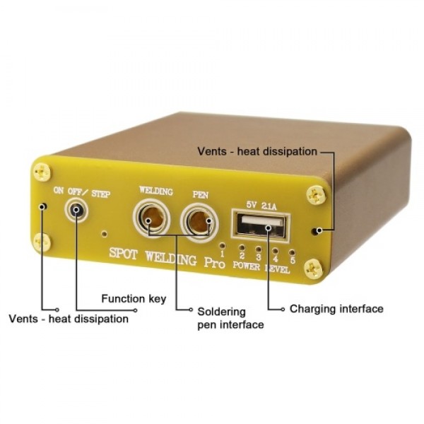 18650 Handheld Battery Spots Welding Machine Type-C USB Two Recharging Interfaces with 2.1A Fast-Recharge Function 5 Gears of Ou