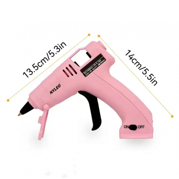 21pcs Hot Glue Gun, 5.5in X 5.3in Built-in Battery Hot Melt Glue Gun Kit With 20 Pcs Glue Sticks And USB-C Charging Port, Pink