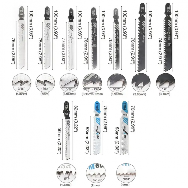 10pcs Jigsaw Blades Set, Assorted T-Shank Replacement Jig Saw Blades Set For Cutting Wood Metal